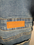 NWT Etienne Marcel Faded Wash Notch Lapel Denim Jumpsuit, Size M