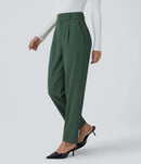 NWT Halara High Waisted Pocket Solid Work Tapered Pants Dark Green- L