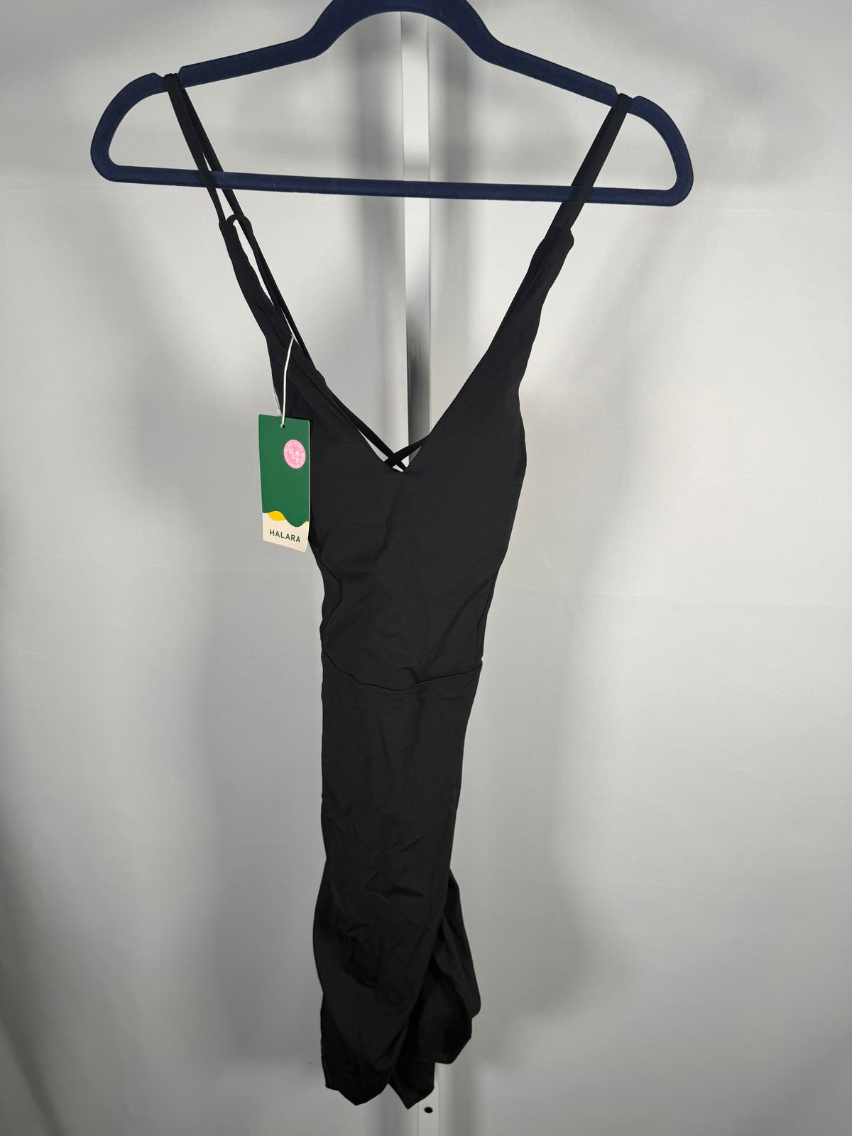 NWT Halara Ruched Bodycon Mini Casual Dress Black L