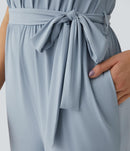 NWT Halara Sleeveless Tie Back Belted Pocket Cool Touch Jumpsuit-UPF50+ Size XS
