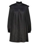 The Kooples Black Smocked High Neck Mini Dress Long Sleeve US Small NWT