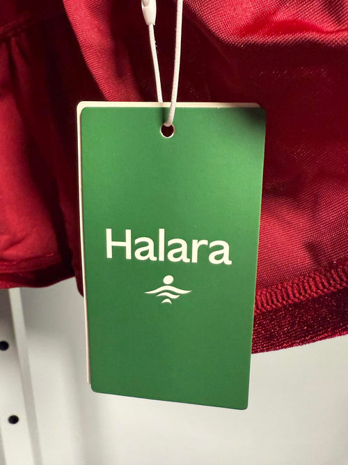 NWT Halara Deep V Neck Long Sleeve Ruffle Hem Velvet Mini Chill Dress Sangria XS