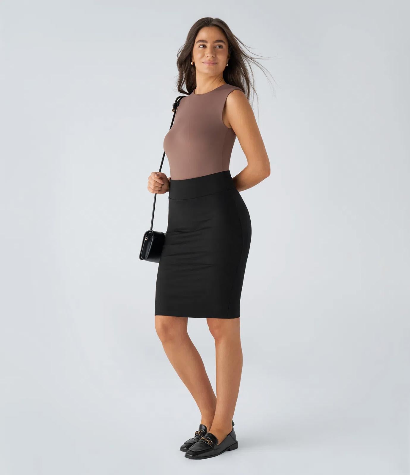 NWT Halara High Waisted Bodycon Work Pencil Skirt Black L