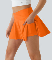 NWT Halara SoftlyZero High Waisted Crossover 2-in-1 Pocket Flare Tennis Skirt XS
