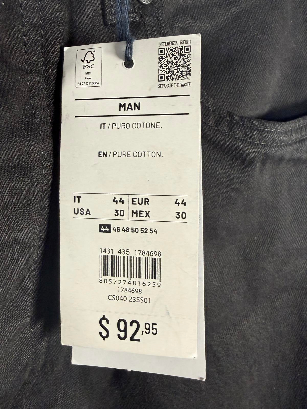 NWT Piombo Men's Black Jeans Slim Size US 30 (IT 44)