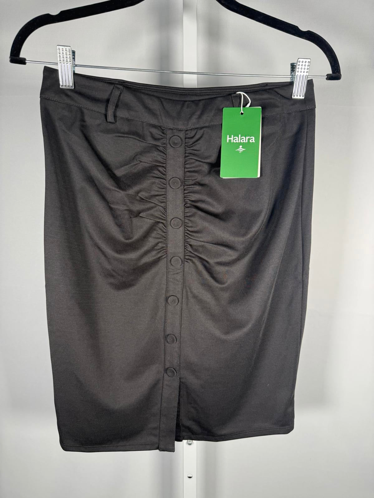 NWT Halara High Waisted Decorative Ruched Hem Work Pencil Skirt Black M