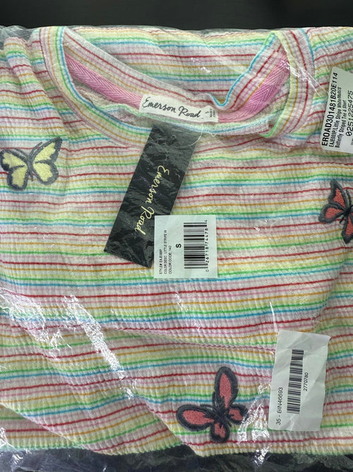 NWT REVOLVE by Emerson Road Butterfly Striped Tee & Short White Multi Small