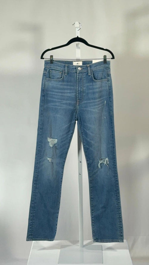 NWT 7 For All Mankind Easy Slim Women's Floral Detail Jeans Size 28