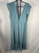 NWT Halara Midi dress drawstring ruffles Stone Blue XL