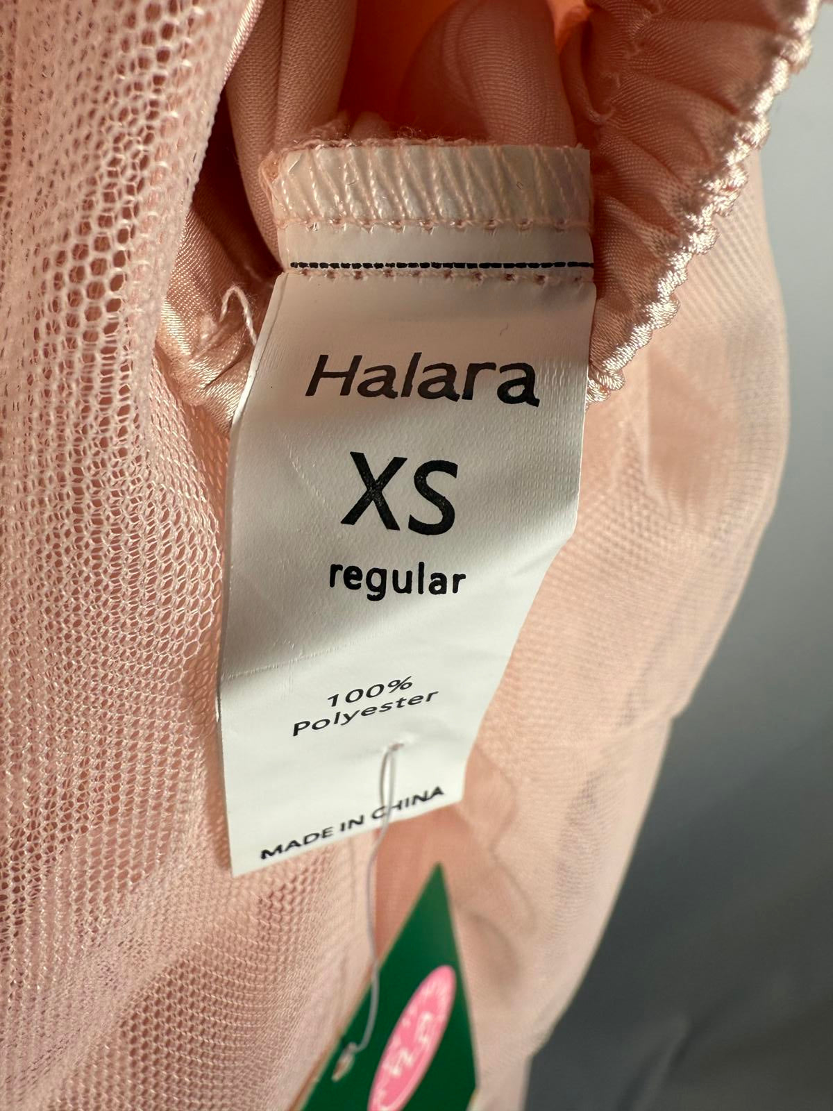 NWT Halara High Waisted Mesh Overlay Flowy Flare Midi Casual Skirt Cream Tan XS