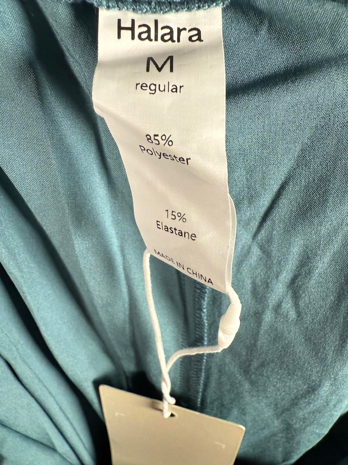 NWT Halara Breezeful High Waist Shirred Flowy Palazzo Casual Pants Stone Blue, M