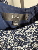 Lulus Blissful Sweetie Navy Blue Paisley Tiered Cutout Midi Dress - S NWT