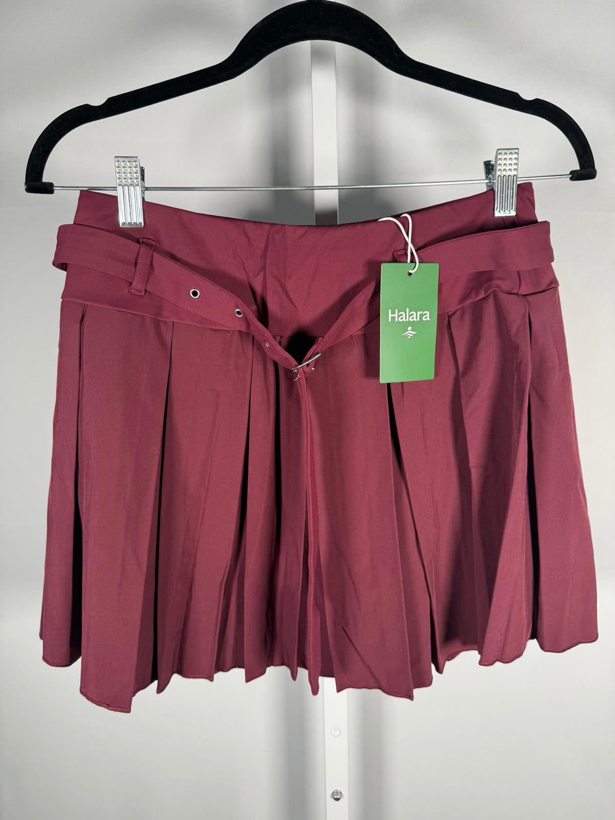 NWT Halara Breezeful Mid Rise Belted Pleated 2-in-1 Pocket Mini Skirt Amaranth M