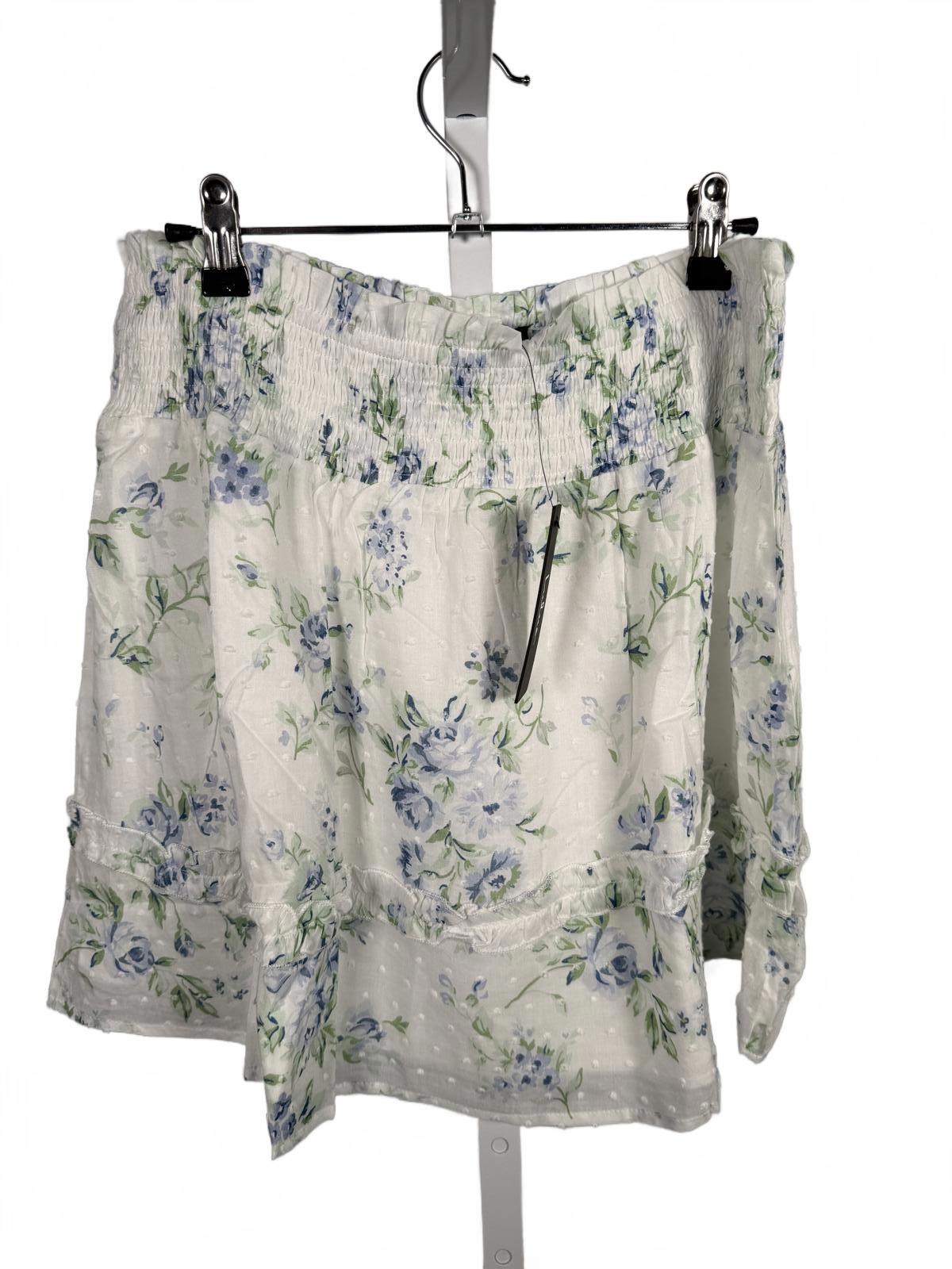 Lulus Springtime Sentiments White Floral Swiss Dot Ruffled Mini Skirt - XL