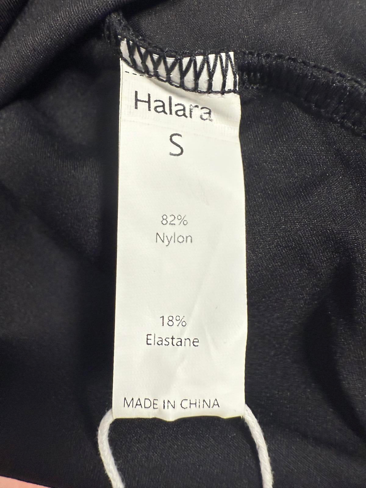 NWT HalaraDeep V Neck Long Sleeve Wrapped Tie Side Midi Casual Dress Black S