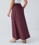 NWT Halara Breezeful™ High Waisted Pocket Flowy Quick Dry Maxi Skirt Amaramth L