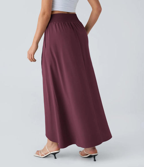 NWT Halara Breezeful™ High Waisted Pocket Flowy Quick Dry Maxi Skirt Amaramth L