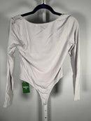 NWT Halara Ribbed Square Neck Long Sleeve Skinny Casual Bodysuit Glacier Gray M