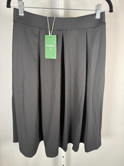 NWT Halara High Waisted Pocket Pleated Crepe Midi Work Skirt Black M