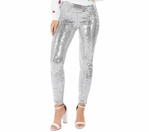 NWT Tipsy Elves Silver Sequin High Waisted Leggings Size Large