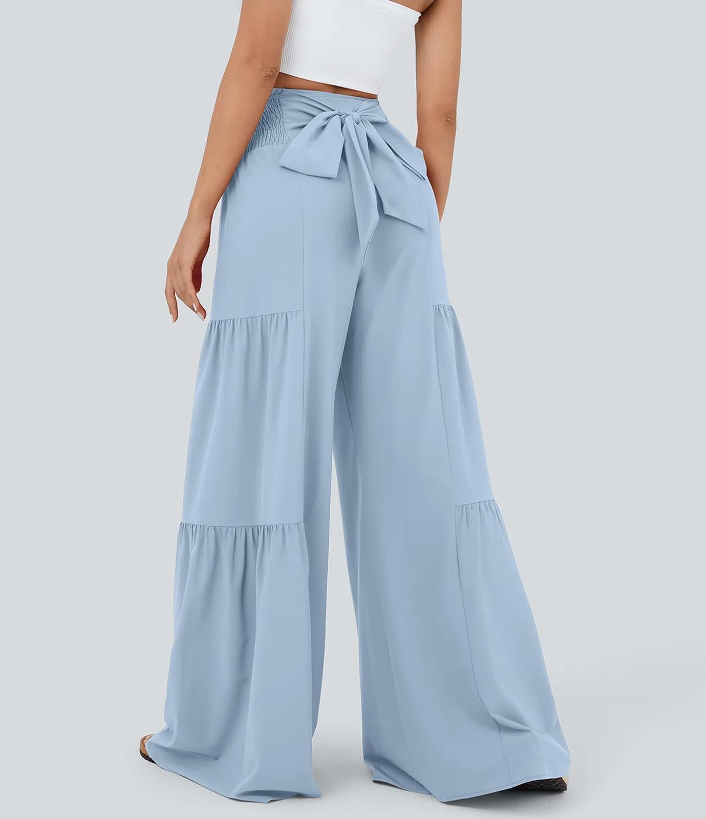 NWT Halara Breezeful™ High Waisted Shirred Tie Front & Back Wide Leg Pants XL