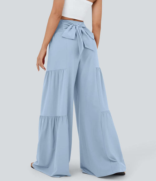 NWT Halara Breezeful™ High Waisted Shirred Tie Front & Back Wide Leg Pants XL
