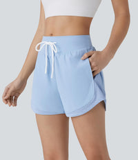 Halara High Waisted Drawstring Side Pocket Curved Hem Running Short Size M