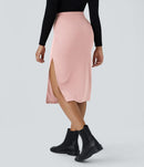 NWT Halara Ribbed High Waisted Bodycon Midi Casual Skirt Mellow Rose M