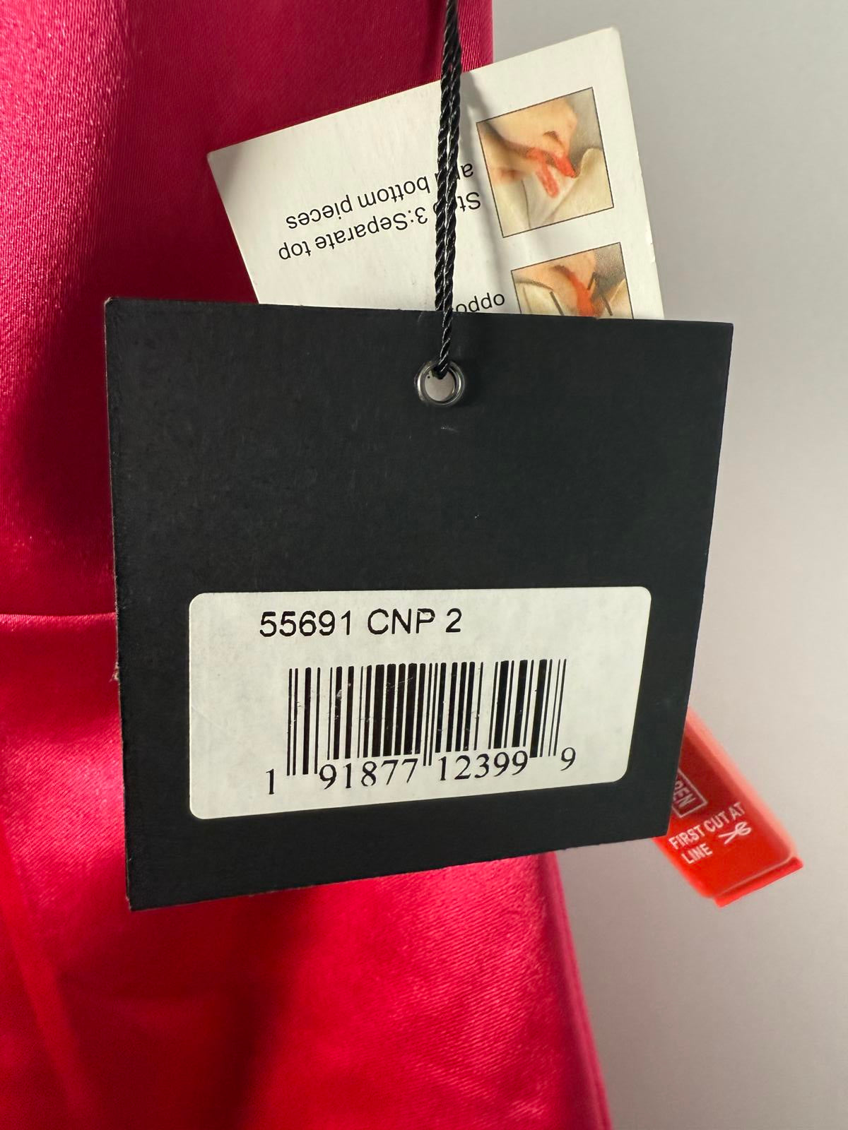 NWT Mac Duggal Apparel  Candy Pink Rhinestone Strap Satin Mini Dress Size 2