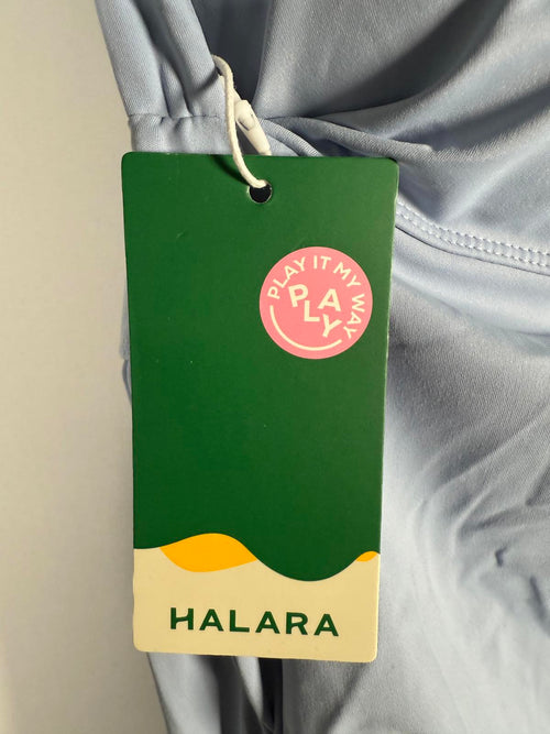 NWT Halara SoftlyZero Airy Ruched Midi Cool Touch Dress-UPF50+ Chambray Blue M