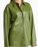 NWT We Wore What Vegan Leather Overshirt Basil Green XS
