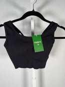 NWT Halara Black Ribbed Lace-Up Back Sports Bra Size Small