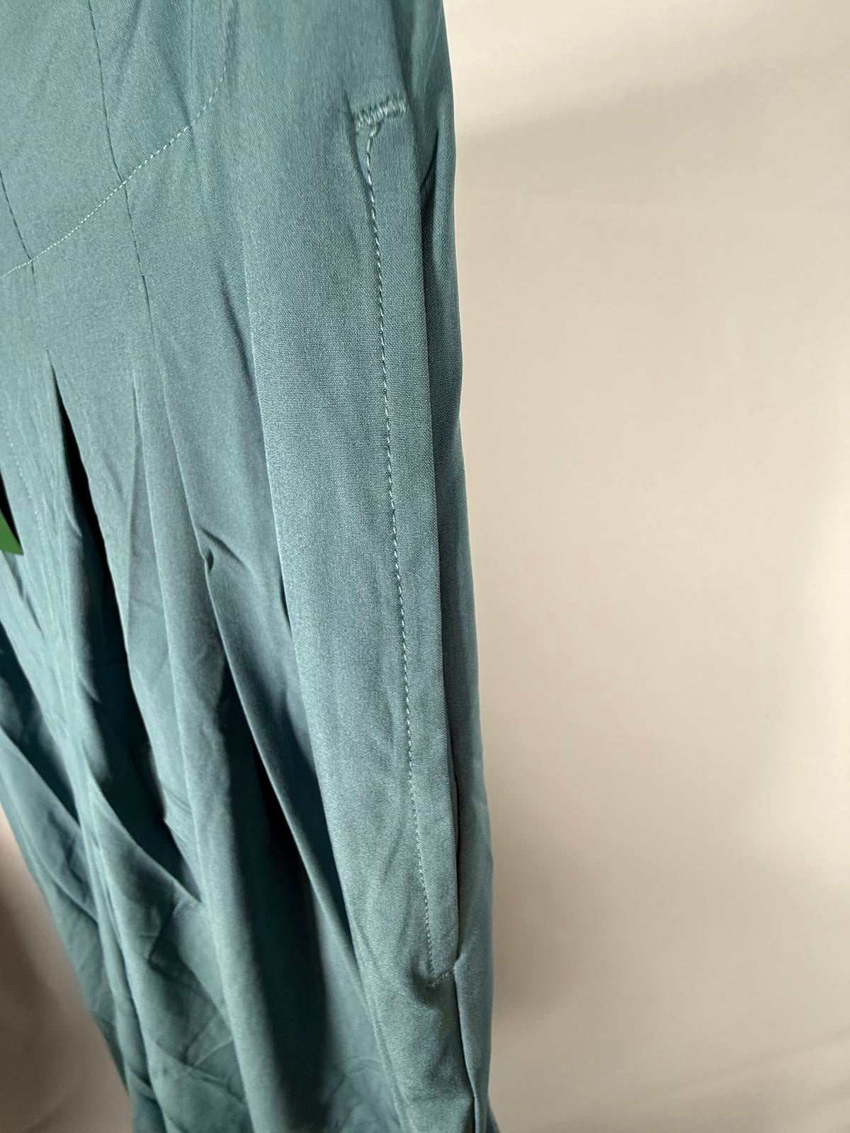 NWT Halara Breezeful High Waist Shirred Flowy Palazzo Casual Pants Stone Blue XL