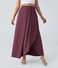 NWT Halara Breezeful™ High Waisted Pocket Flowy Quick Dry Maxi Skirt Amaramth L
