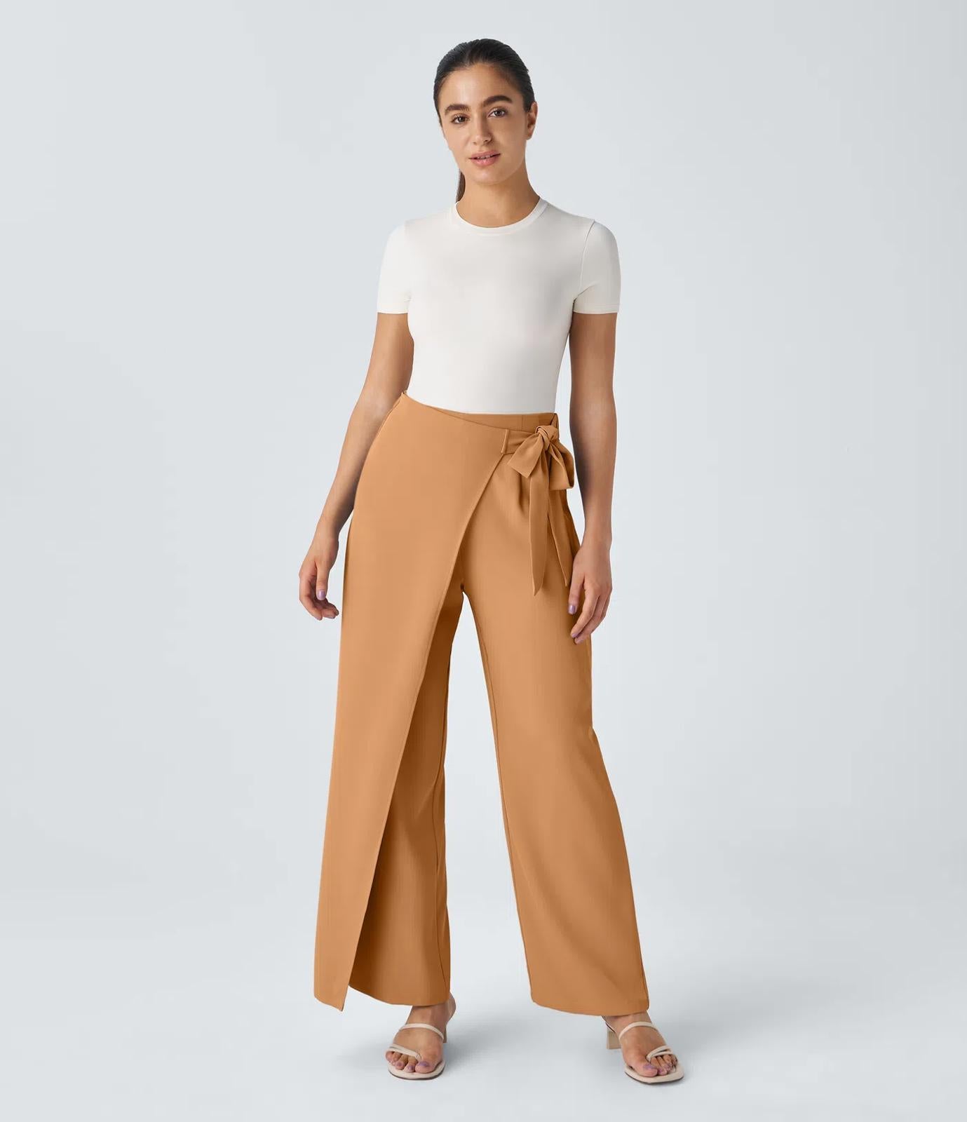 NWT Halara High Waisted Tie Side Wide Leg Work Pants Size XL