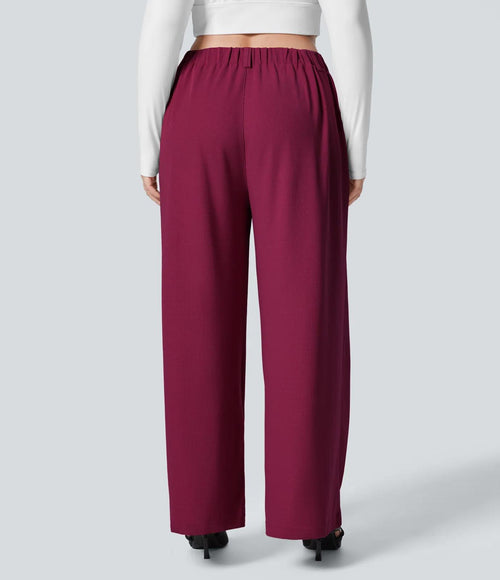 NWT Halara Flex™ High Waisted Side Pocket Wide Leg Waffle Work Pants L Petite