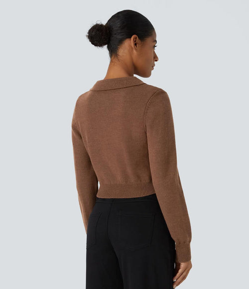 NWT Halara Front Long Sleeve Casual Sweater Sorrel Horse Size Small