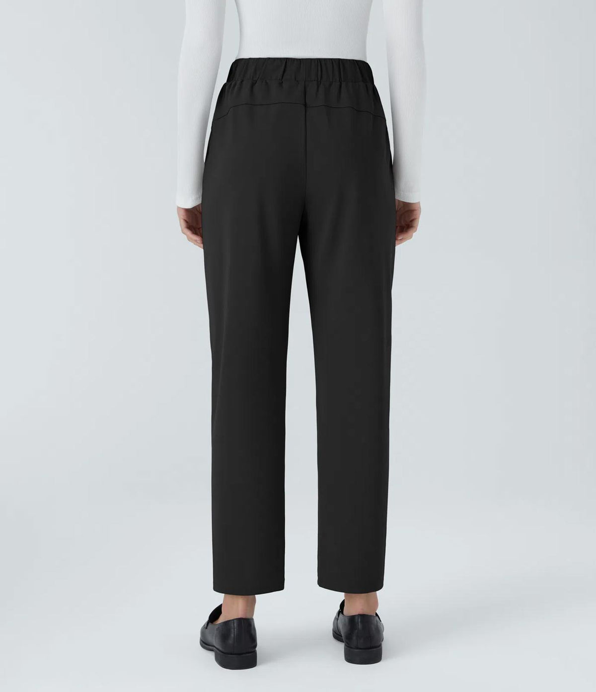 NWT Halara Flex Mid Rise Drawstring Pocket Work Pants Black Size Large