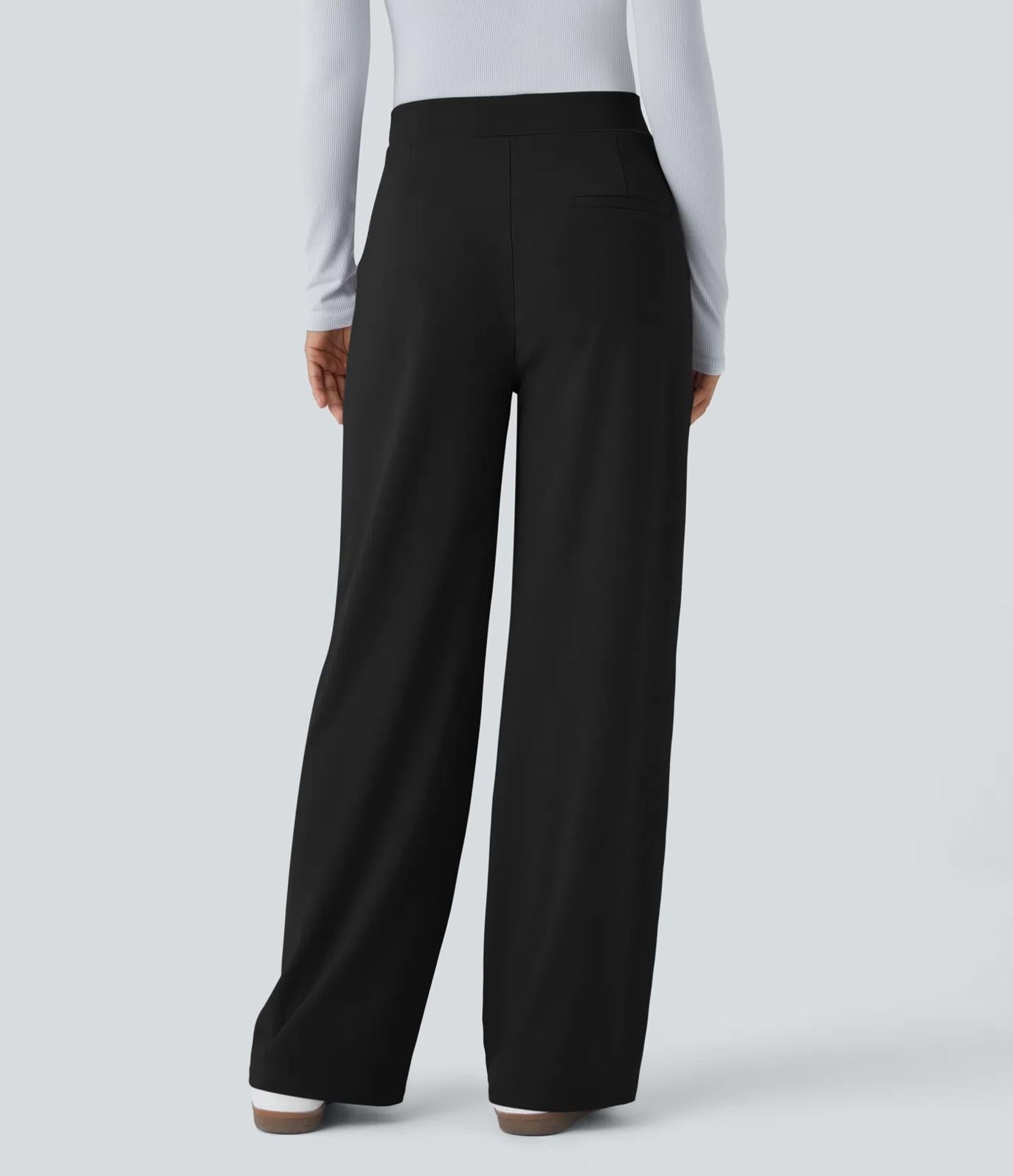 NWT Halara Flex™ Mid High Waisted Pocket Work Pants Black Medium