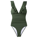 NWT Cupshe Women's Moss Green Ruffled One-Piece Swimsuit Size M