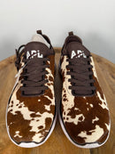 NIB APL Women's Deep Brown White Cow Iconic Phantom Sneakers Size 8