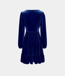 NWT Halara Everyday Deep V Neck Long Sleeve Ruffled Hem Velvet Mini Dress Large