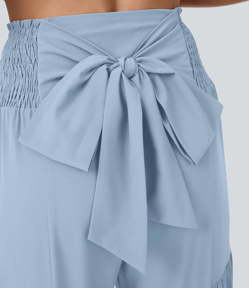 NWT Halara Breezeful™ High Waisted Shirred Tie Front & Back Wide Leg Pants XL