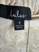 NWT Lulus Ideal Adoration Cream Tulle Swiss Dot Rosette Midi Skirt Size S