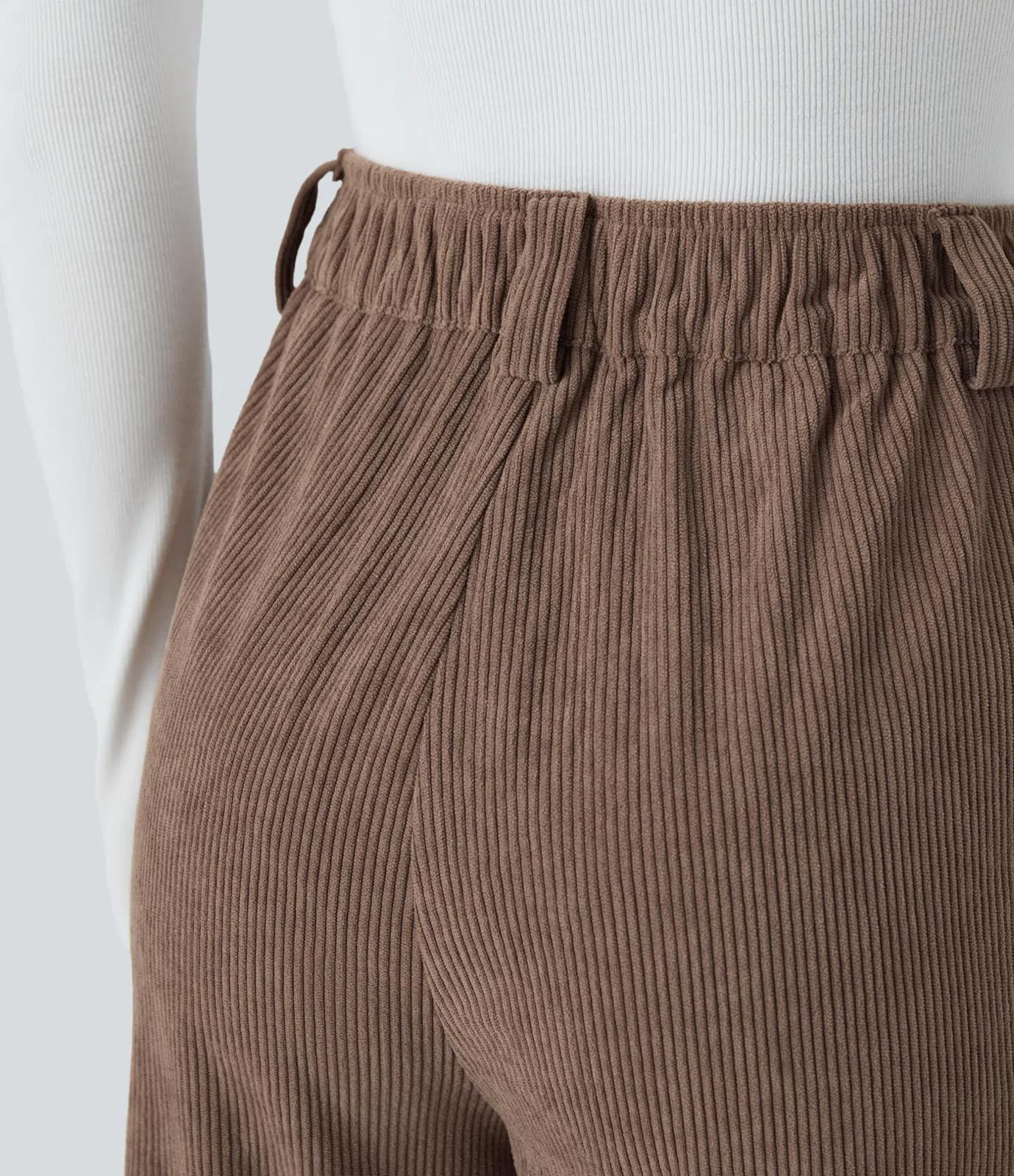 NWT Halara High Waisted Corduroy Casual Pants Acorn - Size XL