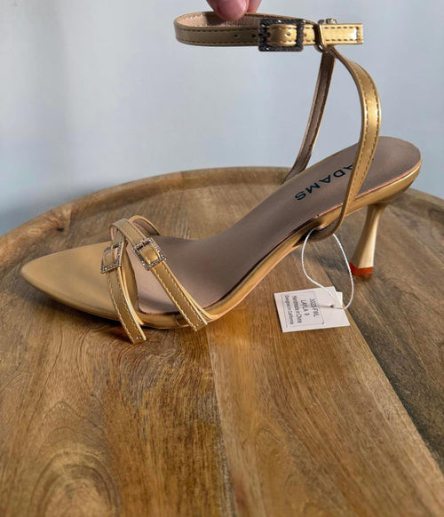 J.Adams Layla Gold PU Rhinestone Strap Heels Women's Size US 9 NWB