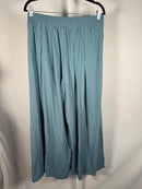 NWT Halara Breezeful High Waist Shirred Flowy Palazzo Casual Pants Stone Blue L