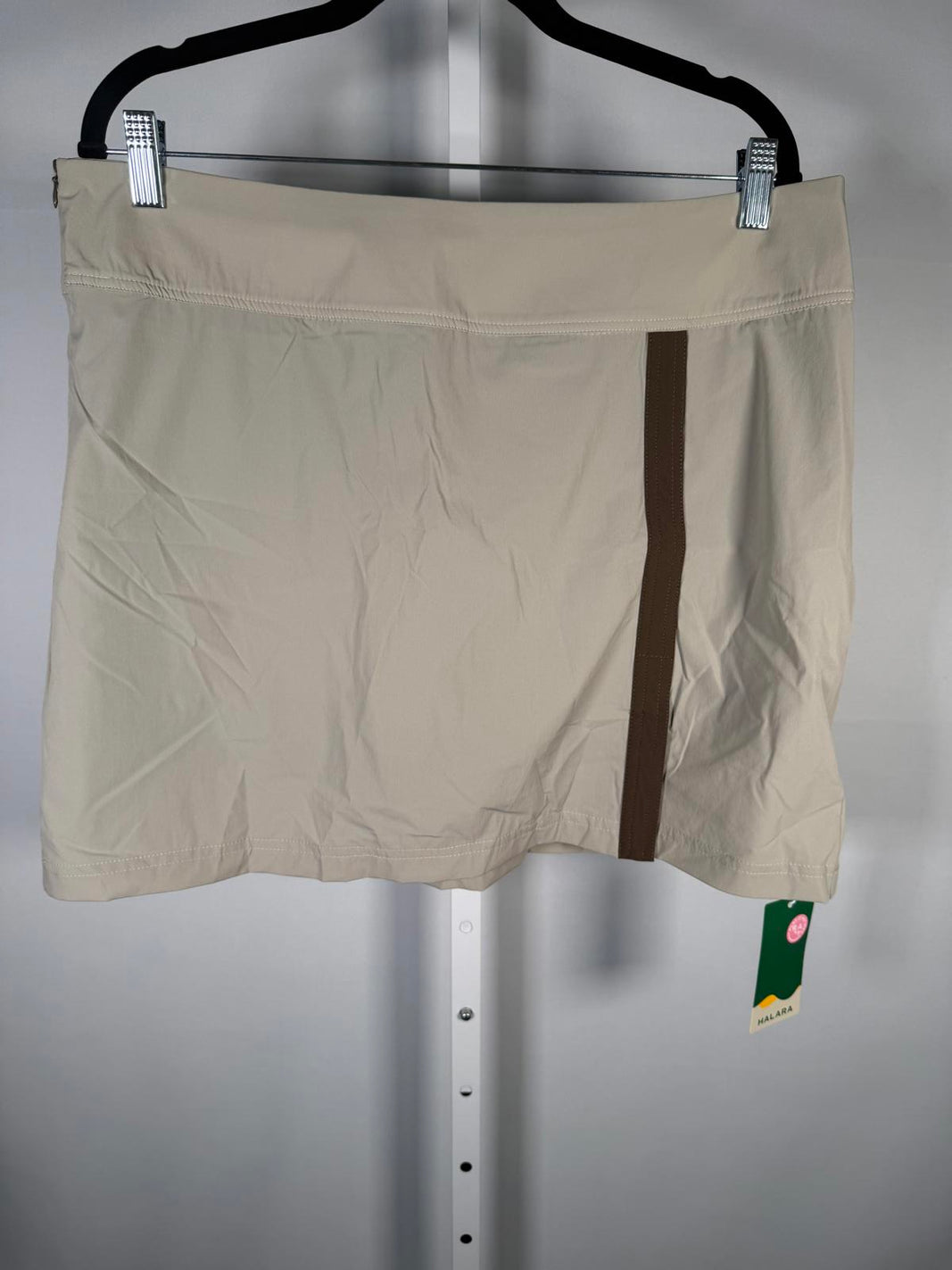 NWT Halara 2-in-1 Beige Grey Green Skirt with Brown Stripe Size XL