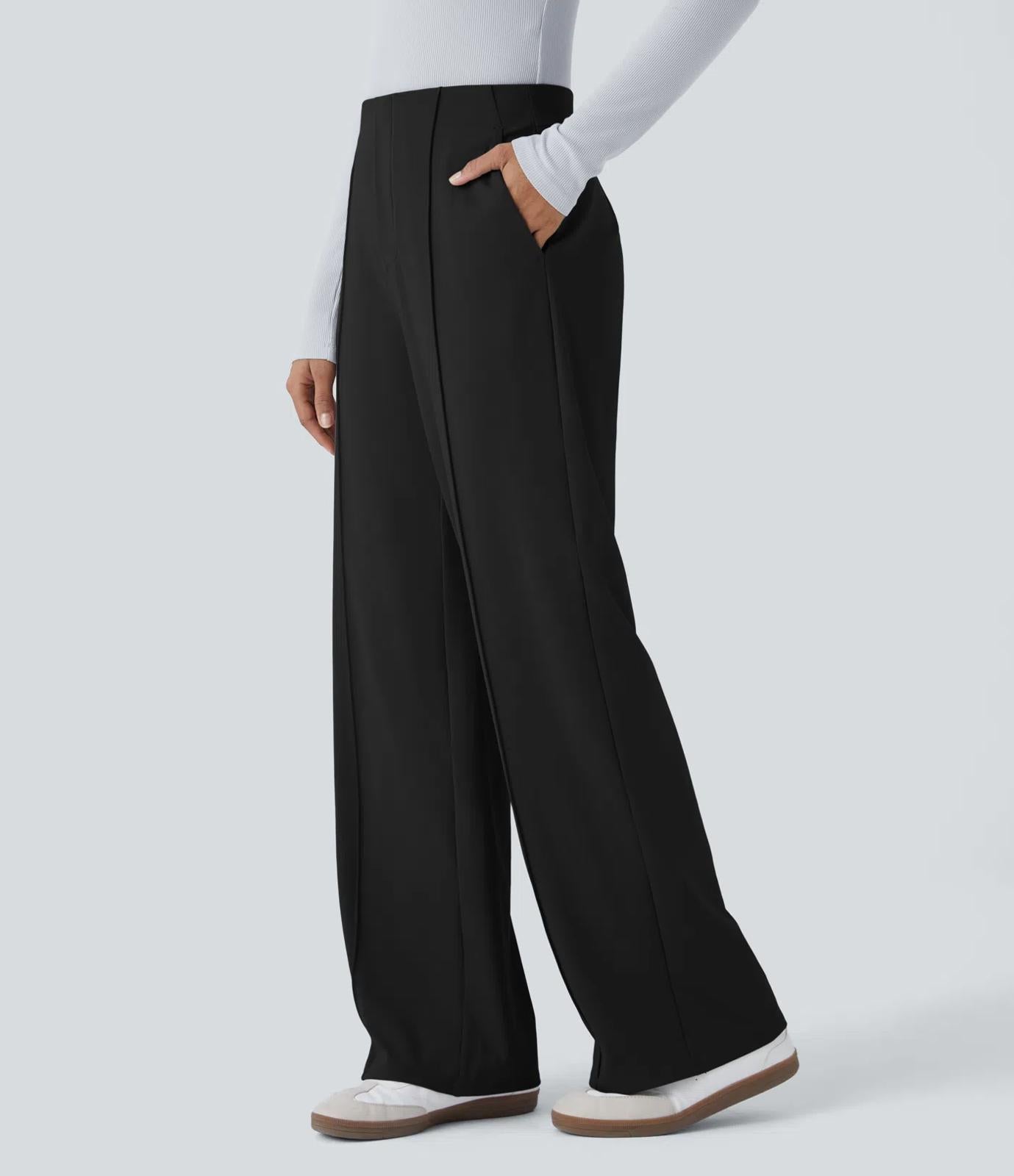 NWT Halara Flex™ Mid High Waisted Pocket Work Pants Black Medium