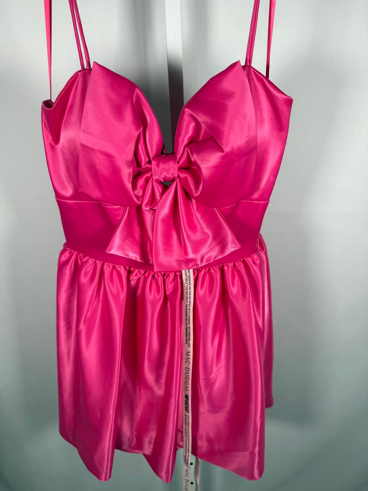 NWT Mac Duggal Fuchsia Bow Bubble Hem Mini Dress Size 8